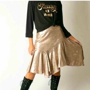 Elegant Gold Sequin Skirt